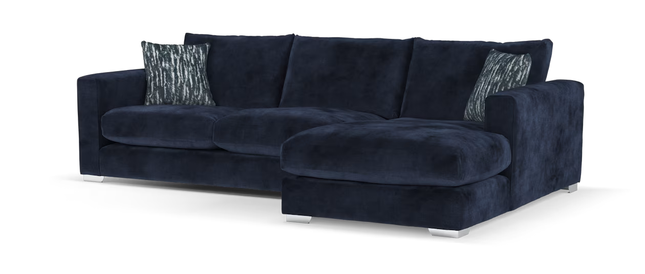 Sofology Majestica Fabric 2 Seater Chaise in Soft Chenille Navy Mix