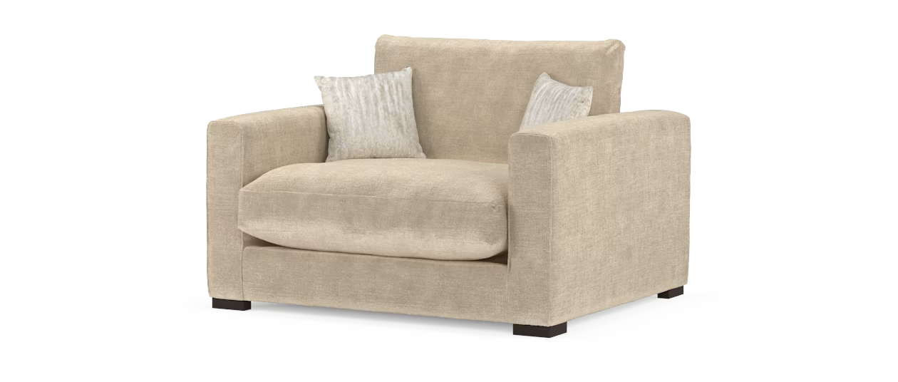 Sofology Majestica Fabric Loveseat in  Teddy Chenille Natural Mix