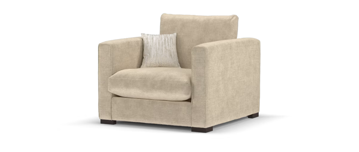 Sofology Majestica Fabric Chair in Teddy Chenille Natural Mix