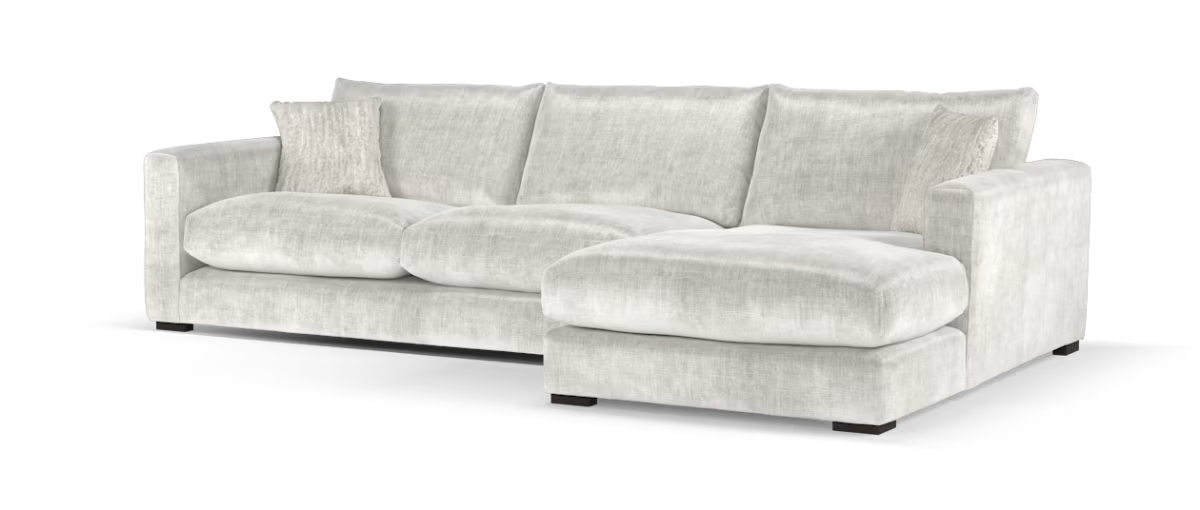 Sofology Majestica Fabric 3 Seater Chaise in Luxe Chenille Oyster Mix
