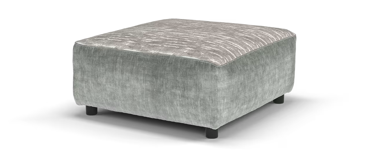 Sofology Majestica Designer Footstool in Luxe Chenille  Pewter Mix