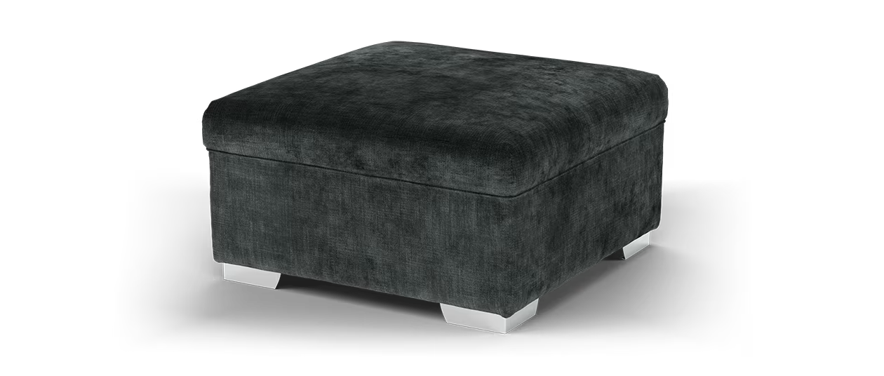 Sofology Valentina Fabric Designer Square Footstool in Luxury Chenille Anthracite
