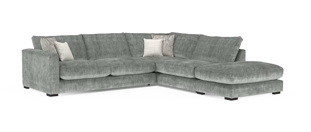 Sofology Majestica Fabric 3 Corner 1 Chaise in Luxe Chenille Pewter Mix