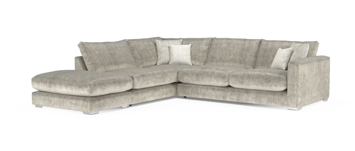 Sofology Majestica Fabric Chaise 1 Corner 3 in Luxe Chenille Stone Mix