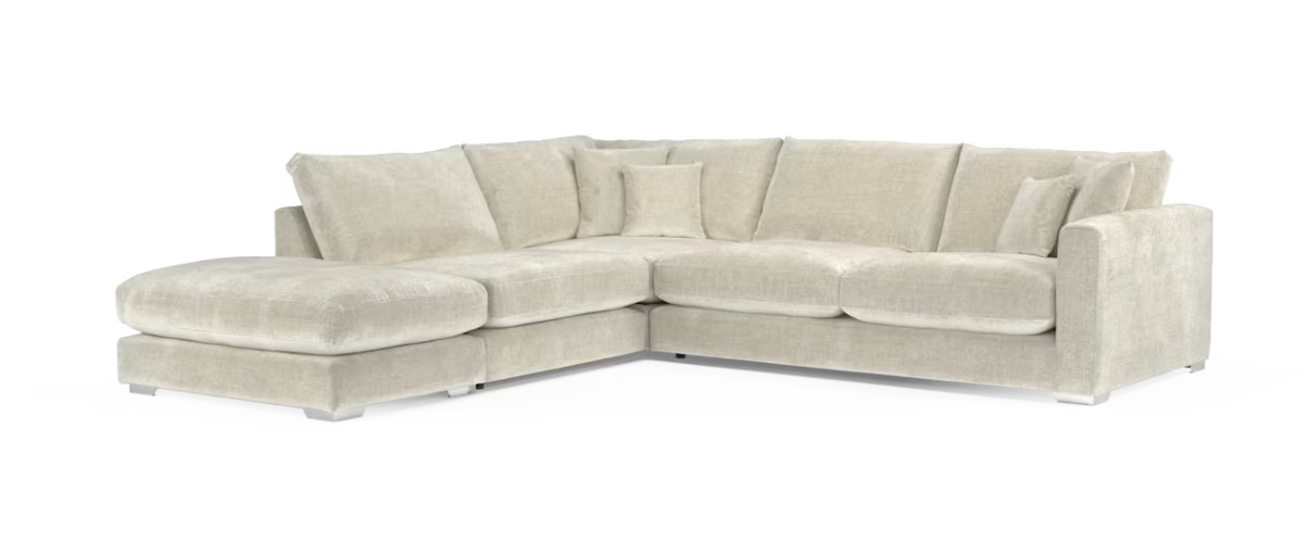 Sofology Majestica Fabric Chaise 1 Corner 3 in Soft-Chenille Linen