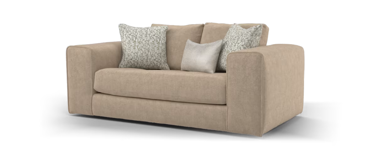Sofology Ascot Fabric 2 Seater Bench Seat in Soft Sherpa Latte Mix