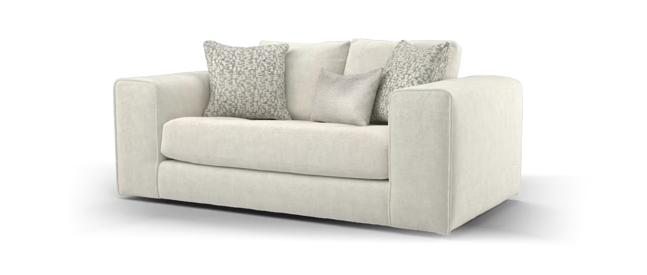 Sofology Ascot Fabric 2 Seater Bench Seat in Soft Sherpa Natural Mix