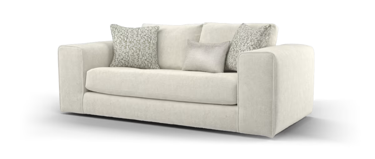 Sofology Ascot Fabric 3 Seater Bench Seat in Soft Sherpa Natural Mix