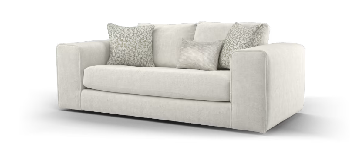 Sofology Ascot Fabric 3 Seater Bench Seat in Soft Sherpa Stone Mix