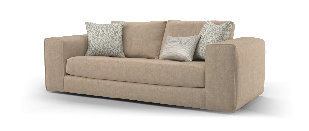 Sofology Ascot Fabric 4 Seater Bench Seat in Soft Sherpa Latte Mix