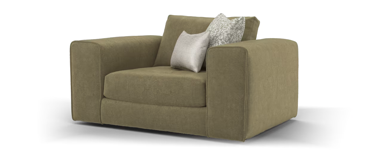 Sofology Ascot Fabric Loveseat Chair in Sherpa Olive Mix