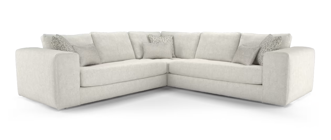 Sofology Ascot Fabric 3 Corner 3 Bench Seats in Soft Sherpa Stone Mix