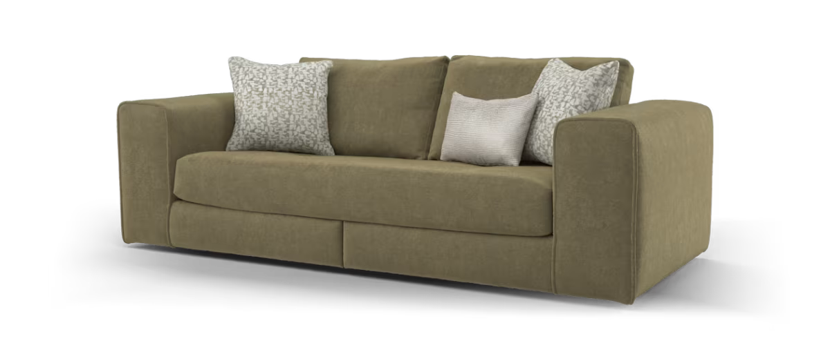 Sofology Ascot Fabric 4 Seater Split Bench Seats in Soft Sherpa Olive Mix