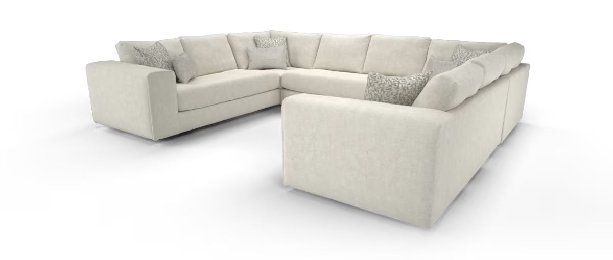 Sofology Ascot Fabric U Shaped Corner Bench Seats in Soft Sherpa Natural Mix