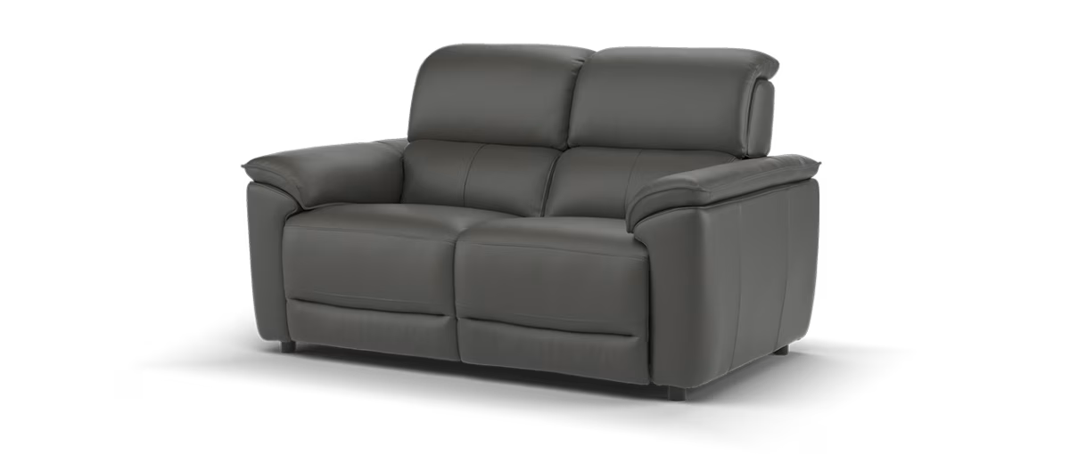 Sofology Hugo Leather 2 Seater in Trusty Embossed Charcoal