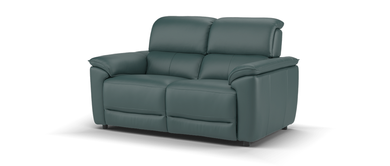 Sofology Hugo Leather 2 Seater In Trusty Embossed Leather Peacock
