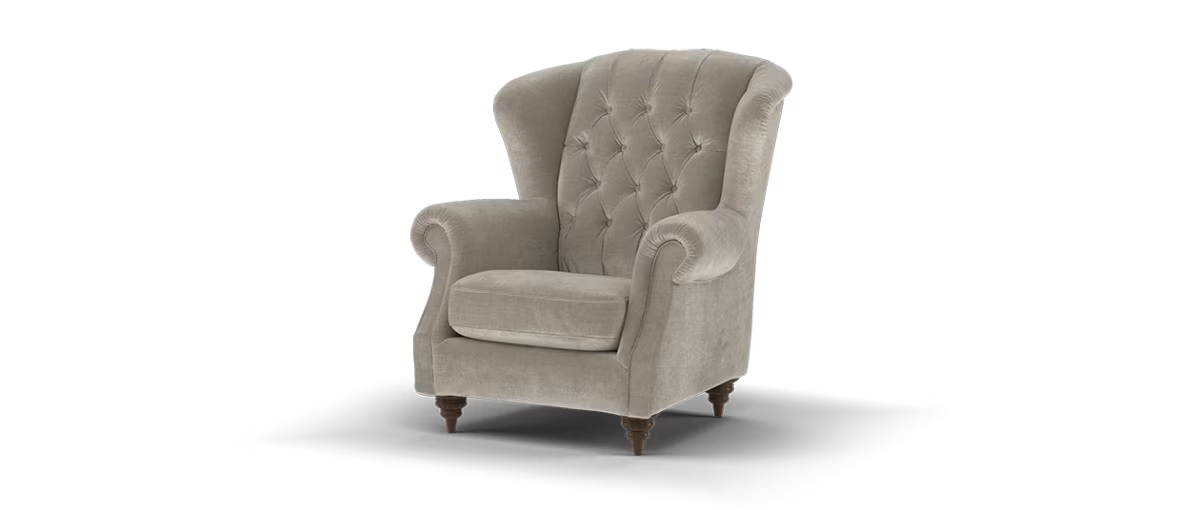 Sofology Darcy Fabric Accent Wing Chair no Studs in Relaxed Chenille Nutmeg