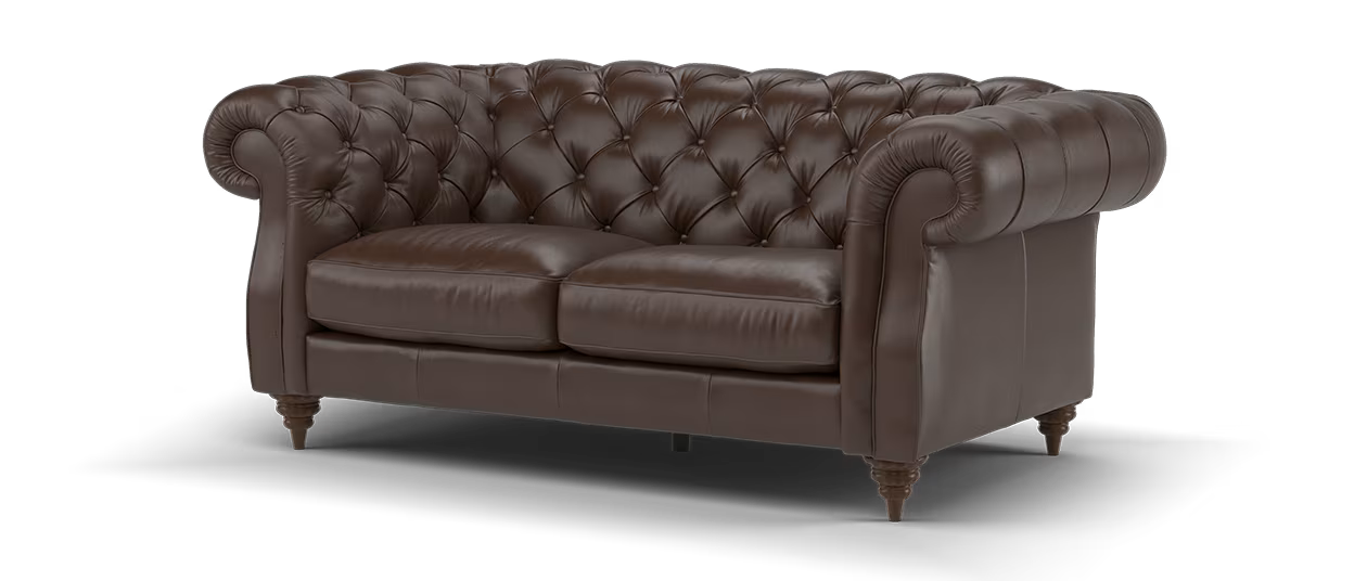 Sofology Darcy Leather 2 Seater without Studs in Trusty Supersoft Sheen Chestnut