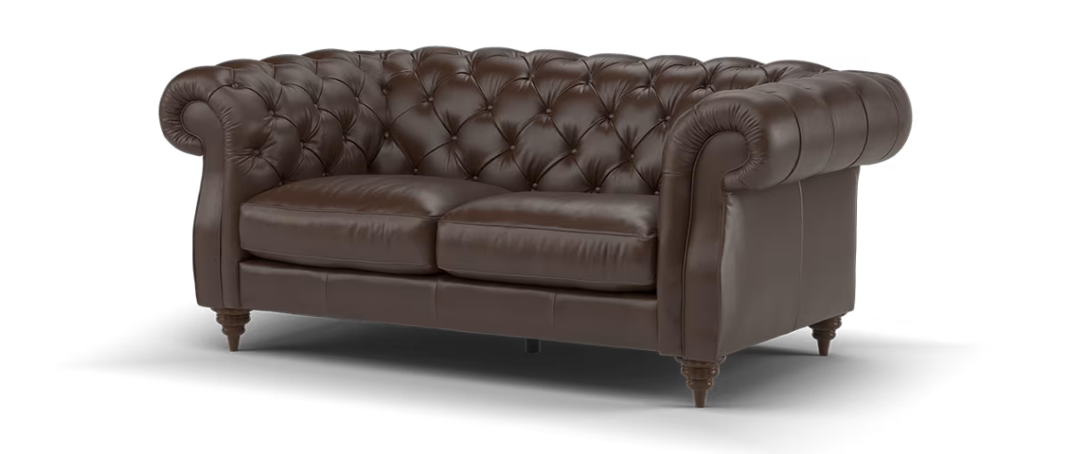 Sofology Darcy Leather 2 Seater without Studs in Trusty Supersoft Sheen Chestnut