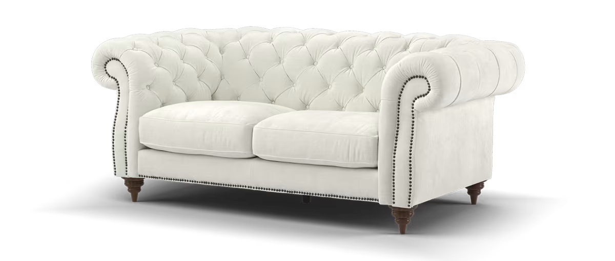 Sofology Darcy Fabric 2 Seater with Studs in Relaxed Chenille Cotton
