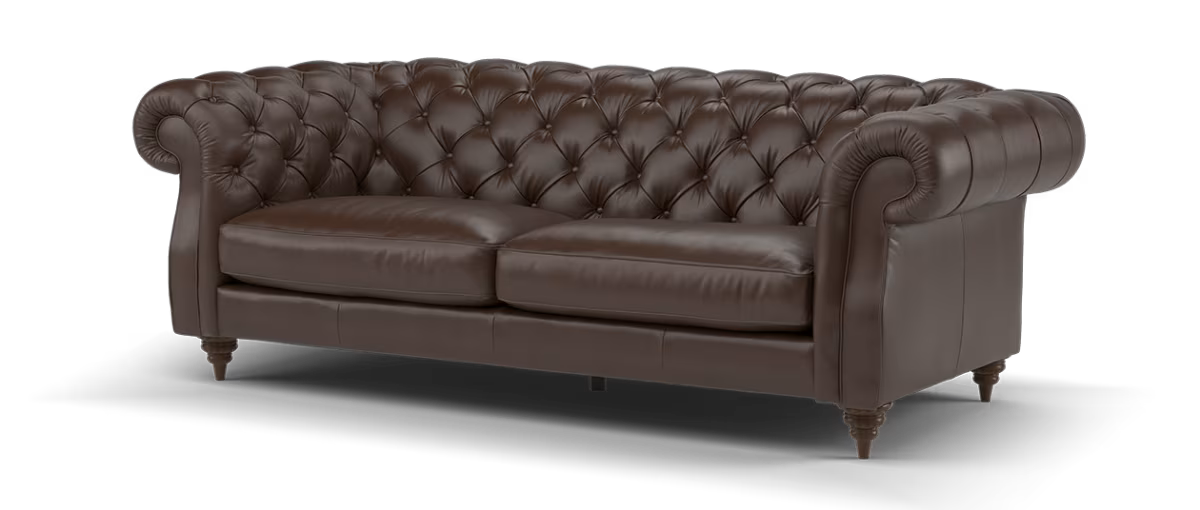 Sofology Darcy Leather 3 Seater without Studs in Trusty Supersoft Sheen Chestnut