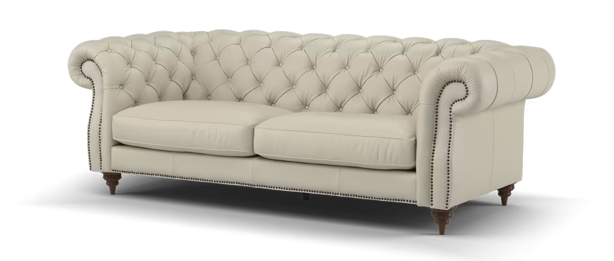Sofology Darcy Leather 3 Seater with Studs in Trusty Embossed Stone