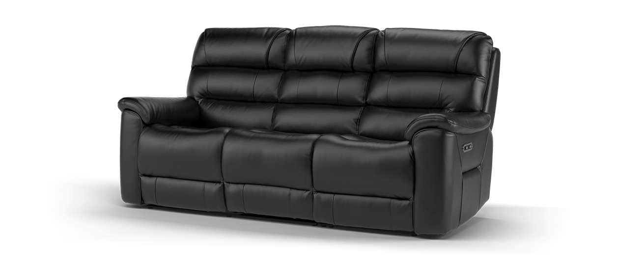 Sofology Cleveland Fabric 3 Seater Power Recline In Trusty Embossed Jet Black