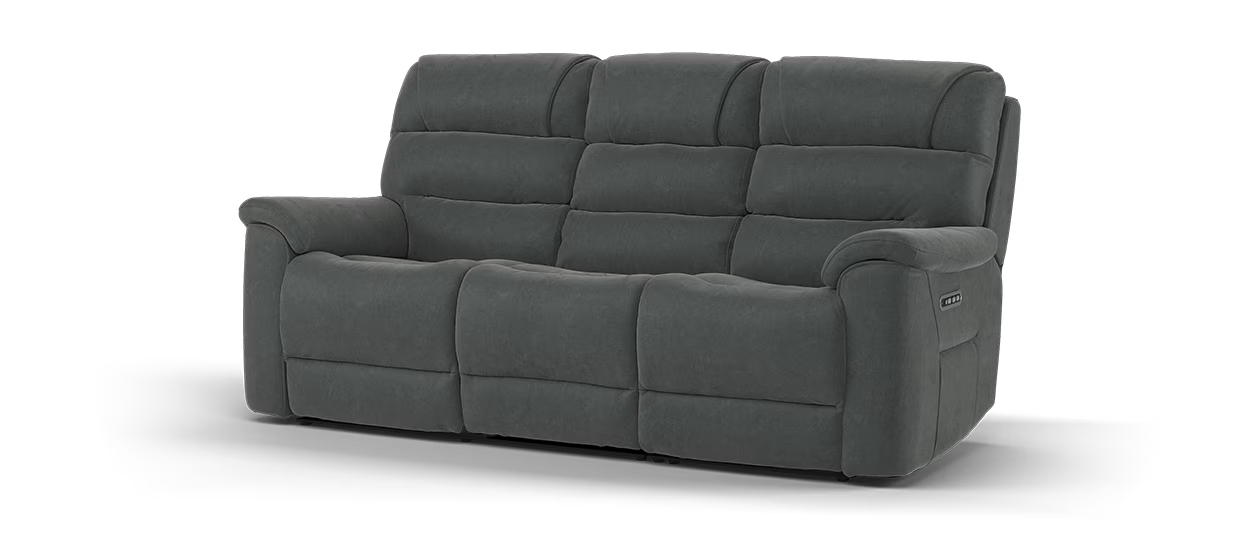 Sofology Cleveland 3 Seater Power Recliner in Lifestyle Flecked-Fabric Charcoal