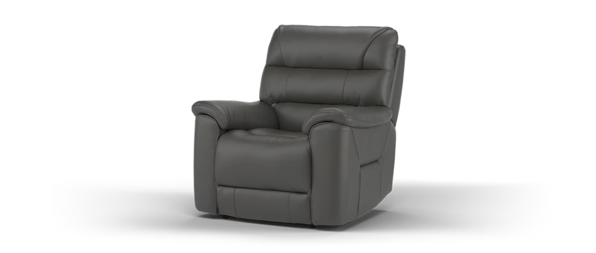 Sofology Cleveland Leather Chair Power Recliner in Trusty Embossed Charcoal