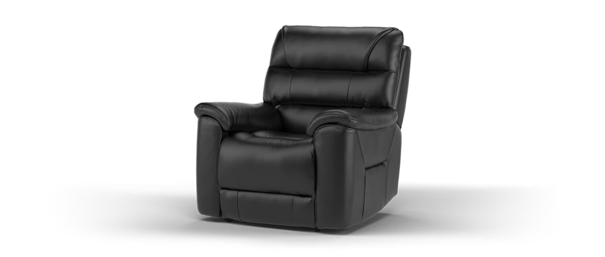 Sofology Cleveland Leather Chair Power Recliner in Trusty Embossed Jet Black