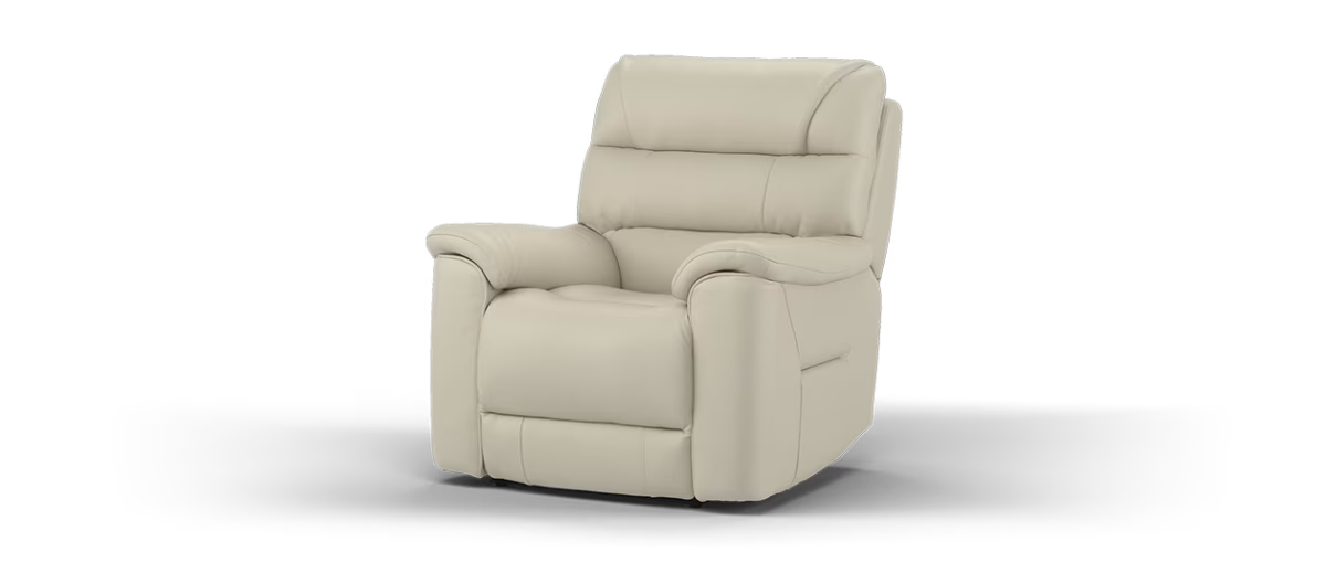Sofology Cleveland Leather Chair Power Recliner/Headrest Heated Seat Lumbar in Trusty Embossed Stone