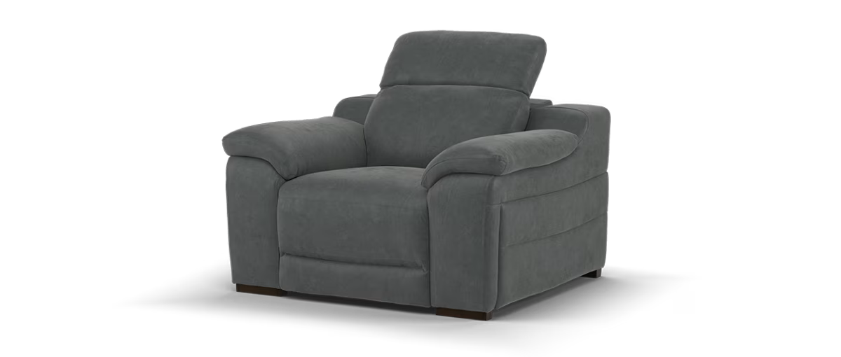Sofology Portland Fabric Chair Power Recliner/Headrest Heated Seat in Lifestyle Flecked Charcoal