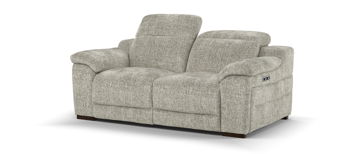 Sofology Portland Fabric 2 Seater Power Recliner in Hopsack-Chenille Linen