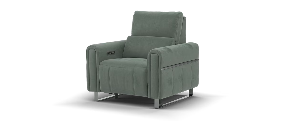 Sofology Ravello Fabric Chair Power Recliner/Headrest Lumbar Support in Lifestyle Flecked Mineral Green