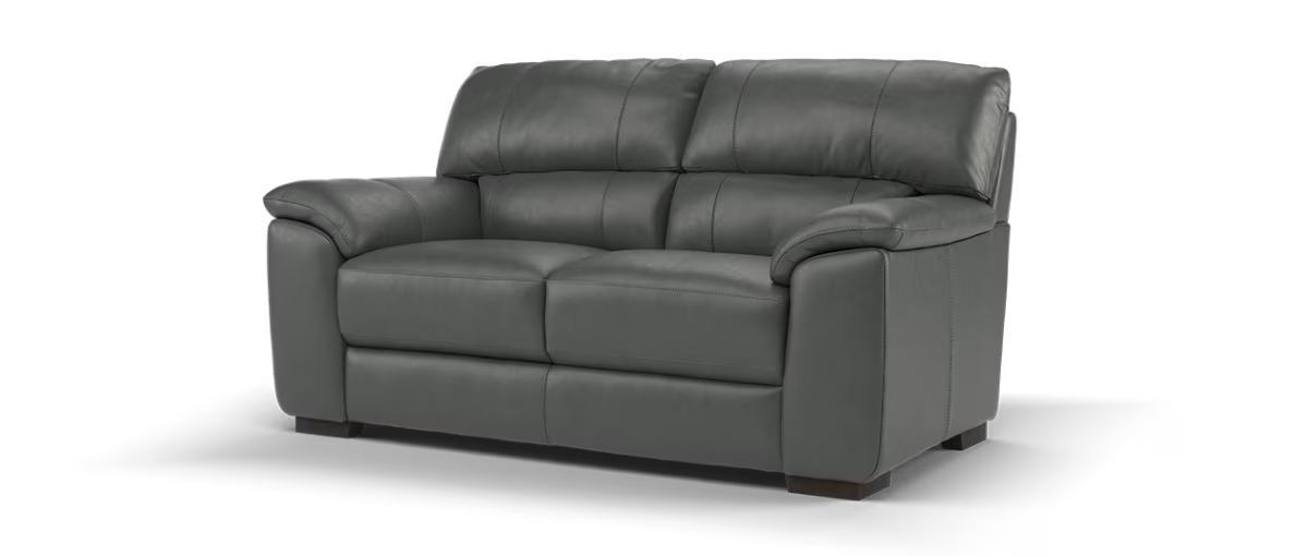 Sofology Santina Leather 2 Seater in Relaxed Soft Charcoal