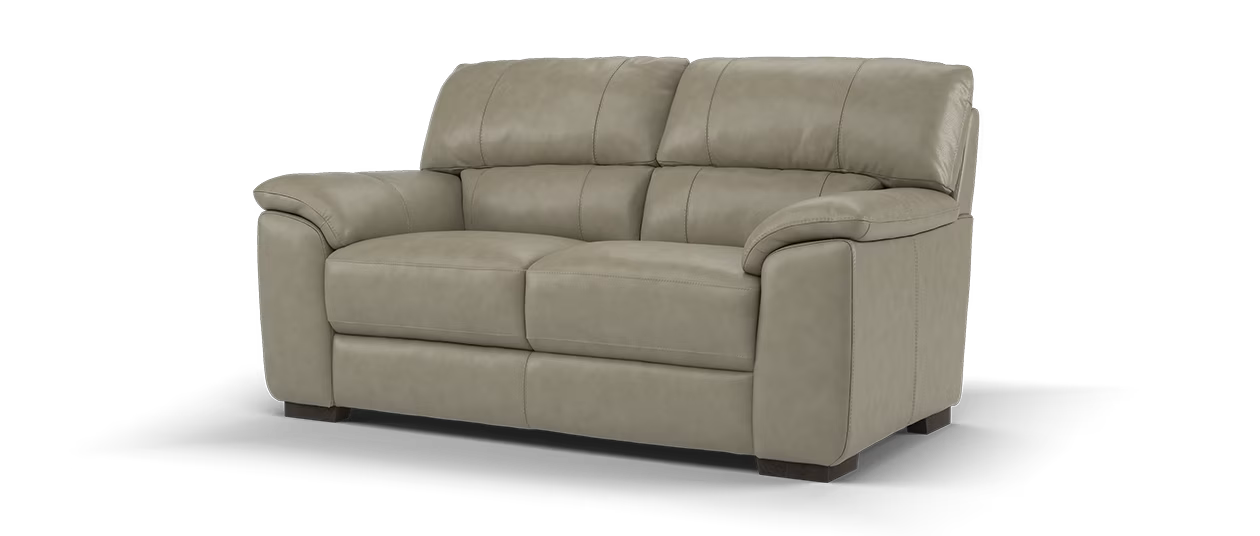 Sofology Santina Leather 2 Seater in Relaxed Soft Stone