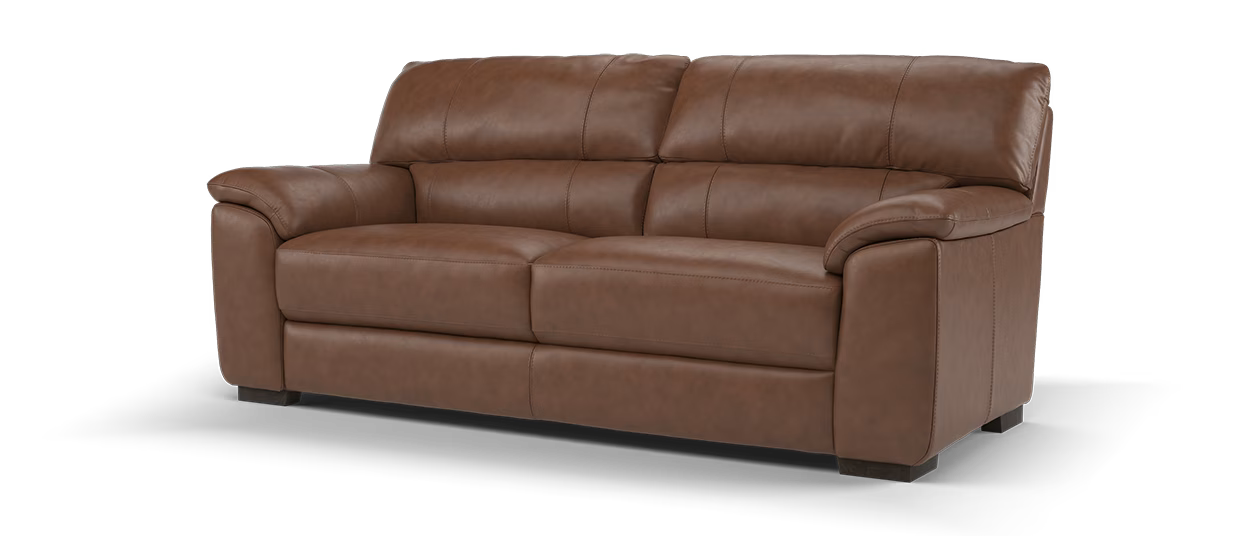 Sofology Santina Leather 3 Seater in Relaxed Soft Brown