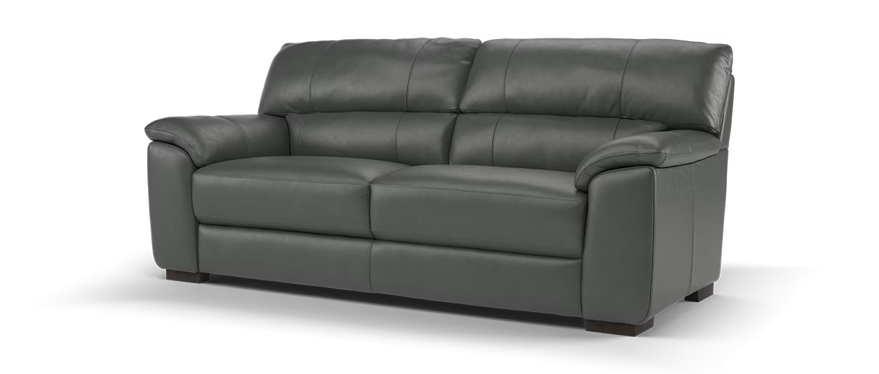 Sofology Santina Leather 3 Seater in Relaxed Soft Charcoal