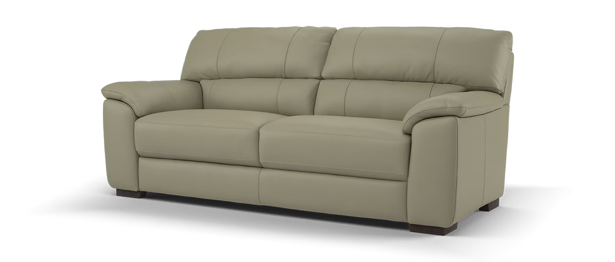 Sofology Santina Leather 3 Seater in Trusty Matt Mushroom