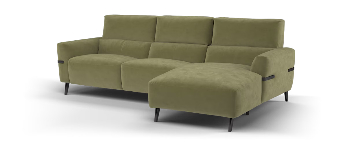 Sofology Arlington Fabric 3 Seater Chaise in Lifestyle Nubuck Feel Olive