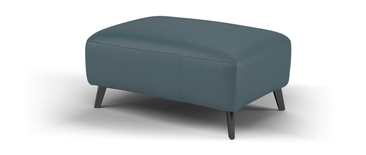 Sofology Arlington Leather Designer Footstool in Trusty Matt Steel Blue