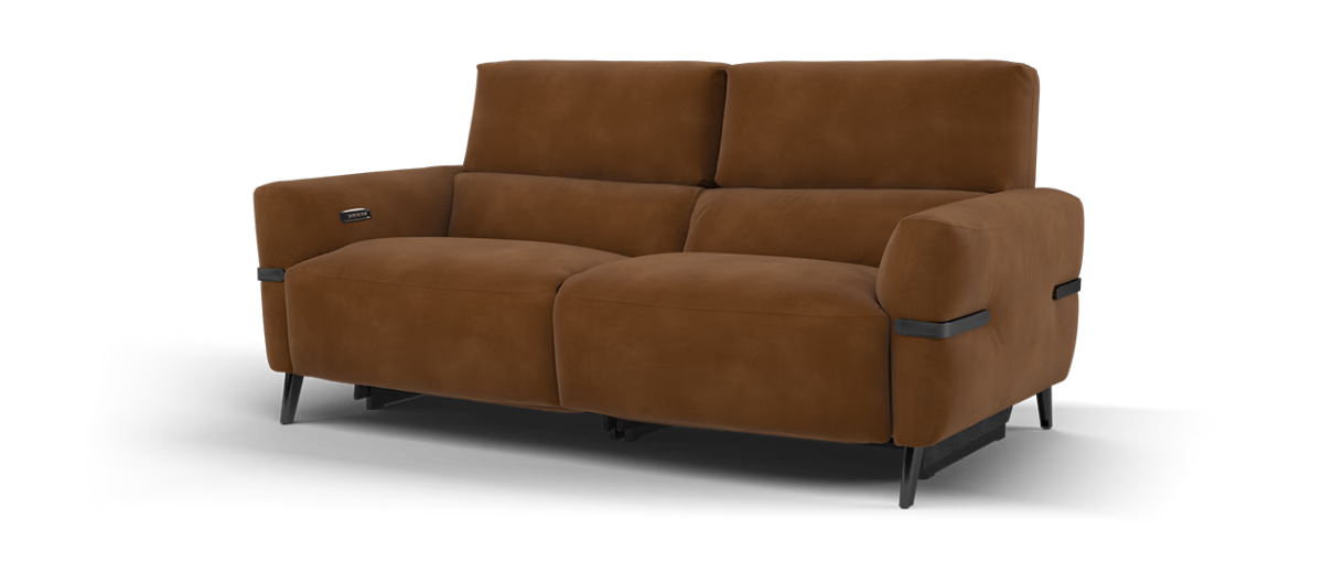 Sofology Arlington Fabric 3 Seater Power Recliner/Headrest Lumbar Support in Lifestyle Mottled Rust