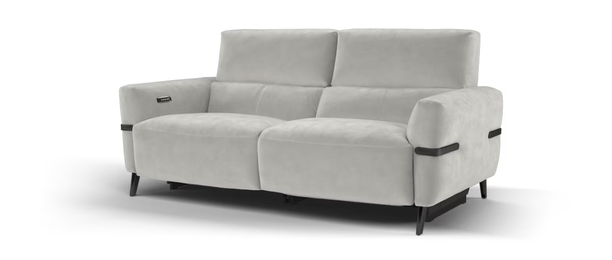 Sofology Arlington Fabric 3 Seater Power Recliner/Headrest Lumbar Support in Lifestyle Nubuck Feel Light Grey