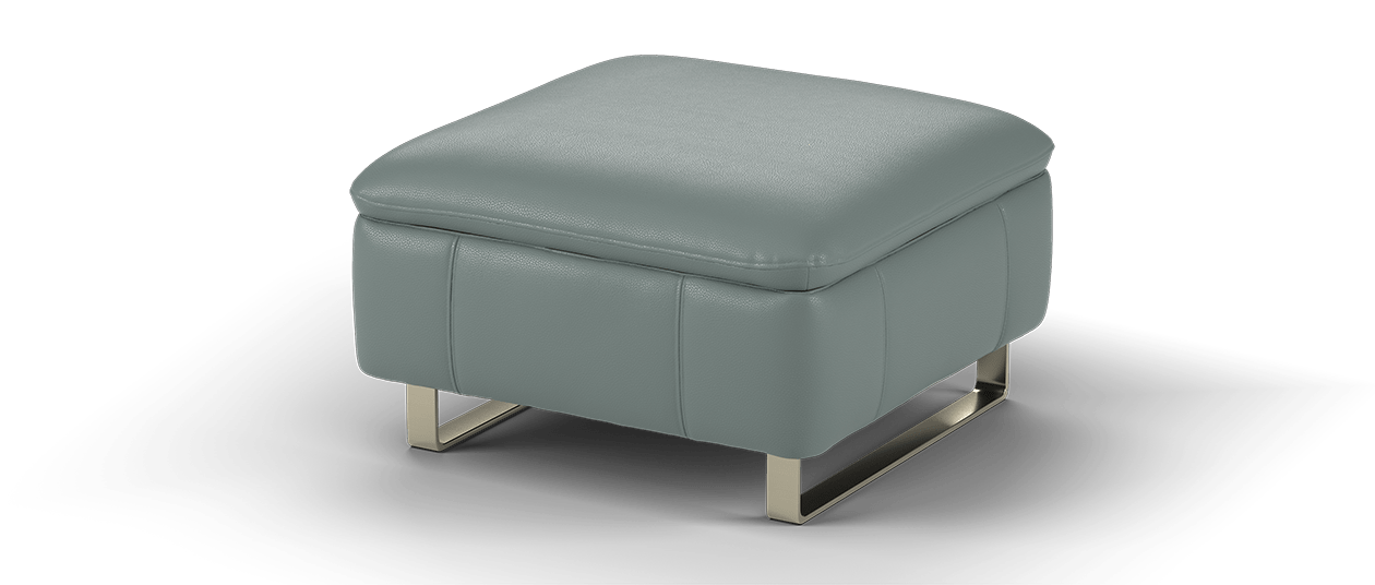 Marvella Leather Footstool In Trusty Granite Teal