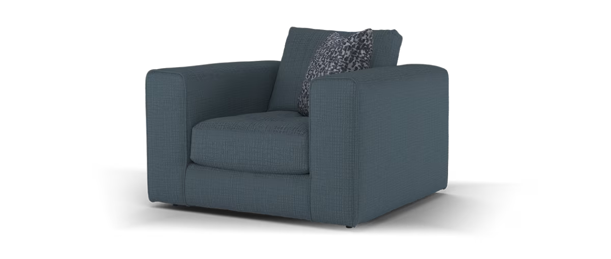 Sofology Ascot Fabric Chair in Texture Chenille Denim Mix