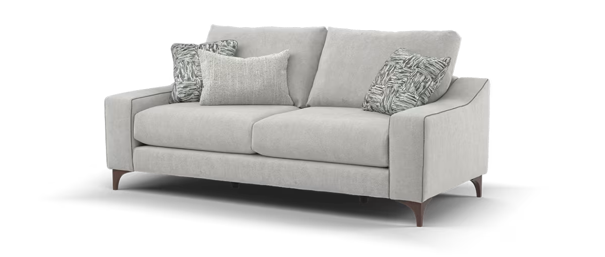Sofology Wildwood Fabric 3 Seater in Soft Sherpa Silver Contrast Piping Mix