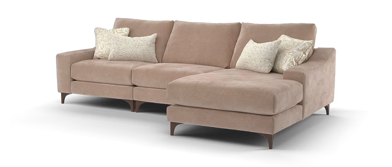 Sofology Wildwood 4 Chaise in  Chenille Coral Sands Contrast Piping Mix