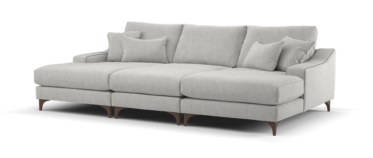 Sofology Wildwood Fabric 4 Seater Double Chaise in Soft Sherpa Silver