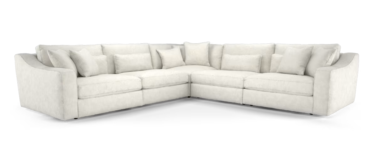 Sofology Bellagio Fabric 3 Corner 3 Reversible Feather Flex Seats in Chunky Luxe Chenille Snow