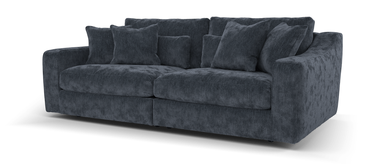 Sofology Bellagio 3 Seater Split Reversible Feather Flex Interior in Chunky Luxe Chenille Ink